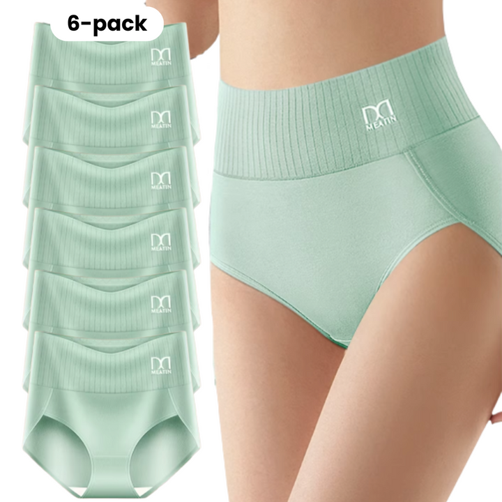 Damen Slip hohe Taille, sanfte Bauchstütze. Komfortabler, atmungsaktiver 6er-Pack nahtloser Unterwäsche.