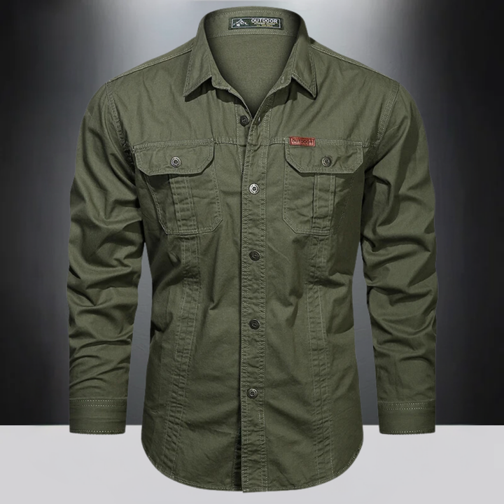 Herren Cargo-Hemd, robust & atmungsaktiv, mit versteckten Taschen. Perfektes Langarmhemd für Outdoor & Freizeit.