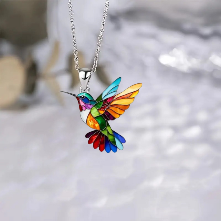 Einzigartige Damen Kolibri Halskette, lebhafter Vogelschmuck, eleganter Hingucker, idealer Damenschmuck.