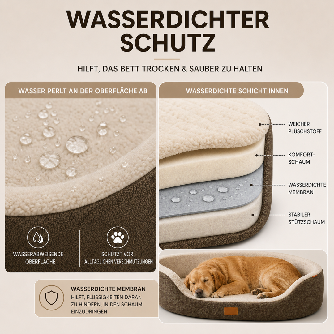 Großes Hundebett, orthopädisch, für Gelenke, mit kuscheligem Plüsch für optimalen Komfort.