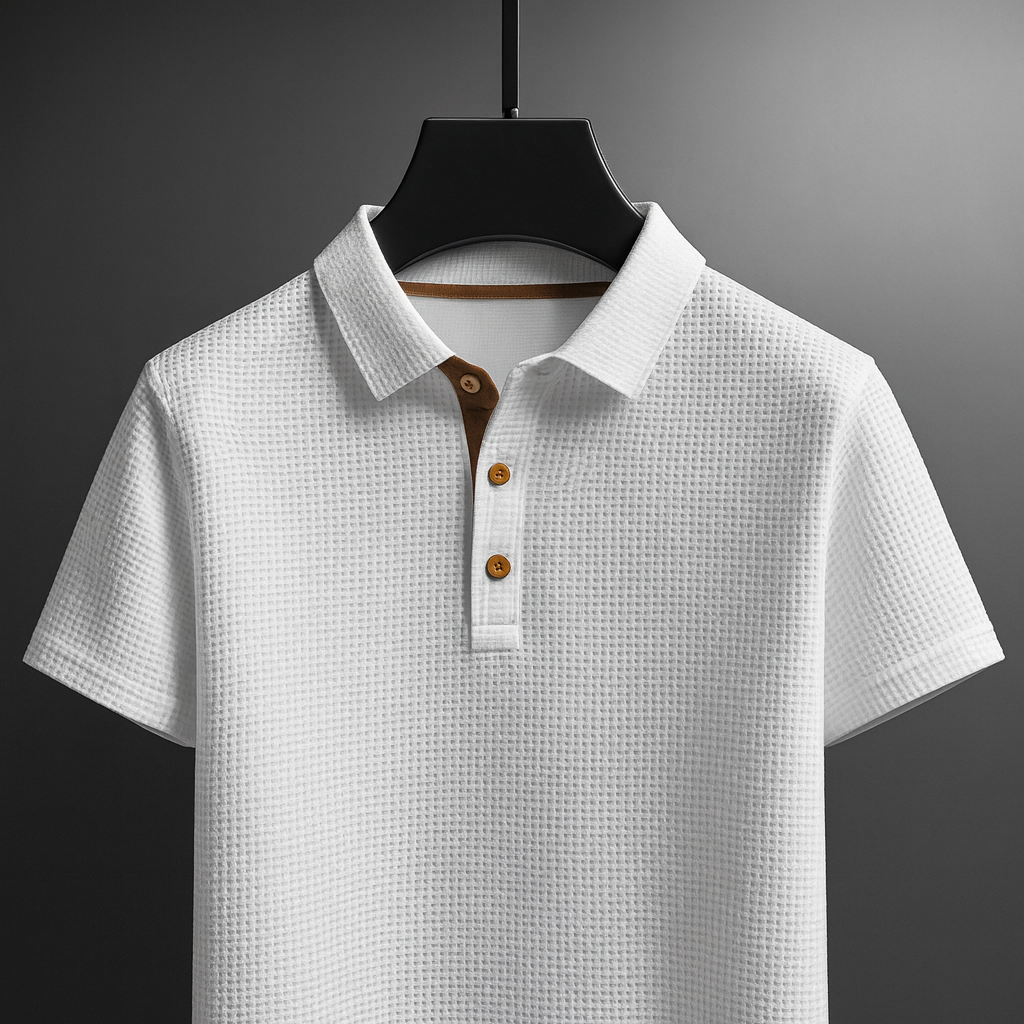 Kurzarm Herren-Poloshirt mit Reverskragen und Drei-Knopf-Leiste. Stretch-Fit, perfekt für Sommer-Freizeitmode.