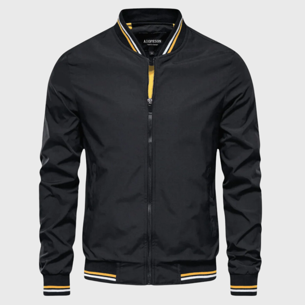 Moderne Herren Bomberjacke mit Reißverschluss. Sportlich-eleganter Look, passend für jeden Alltagsanlass.