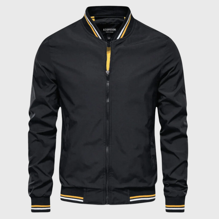Moderne Herren Bomberjacke mit Reißverschluss. Sportlich-eleganter Look, passend für jeden Alltagsanlass.