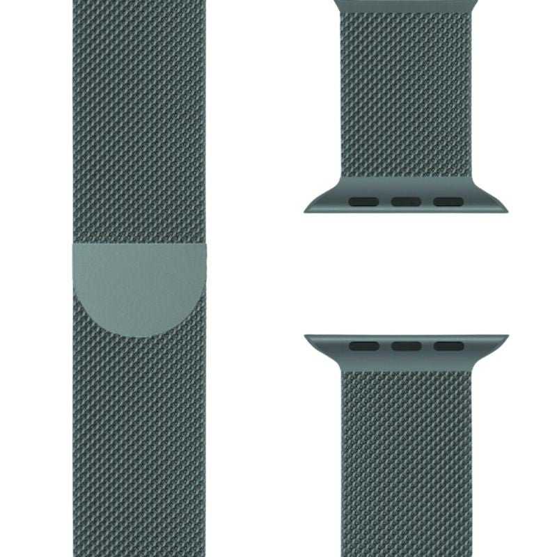 Schwarzes Edelstahl Milanaise Armband für Apple Watch, schlankes Design.