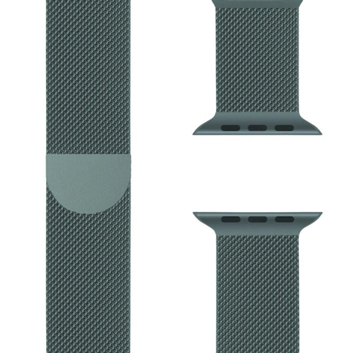Schwarzes Edelstahl Milanaise Armband für Apple Watch, schlankes Design.