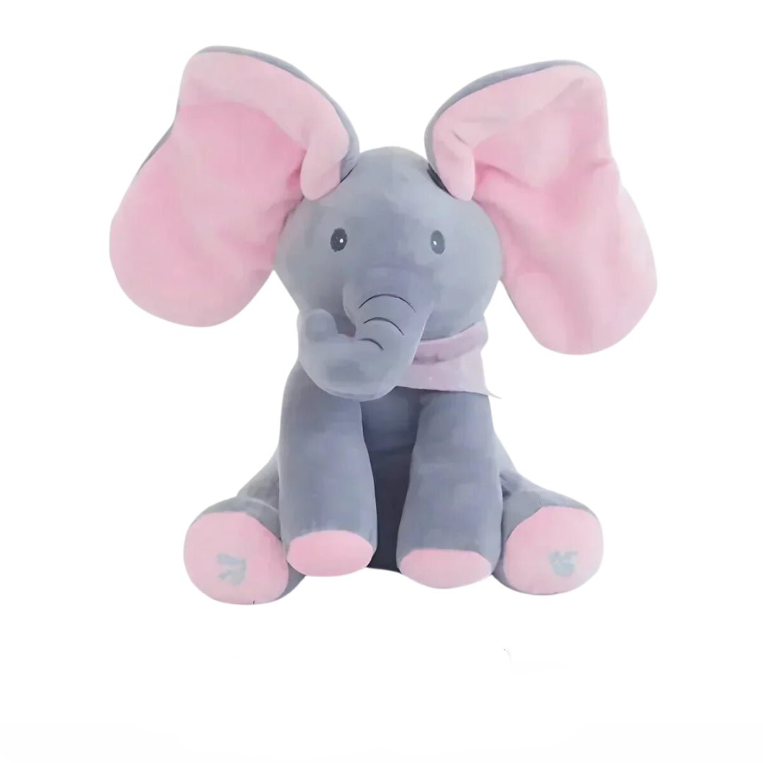 Sensorisches Plüschspielzeug Ellie: singender & wackelnder Elefant. Weiches interaktives Babyspielzeug.