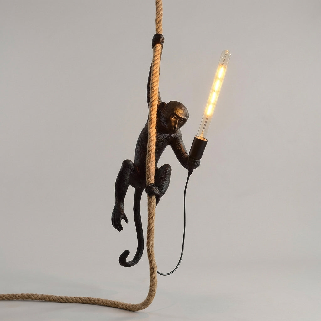 Kreative Affen-Pendelleuchte aus Harz. Perfekte Wohnzimmer- & Esszimmerlampe mit modernem Design.