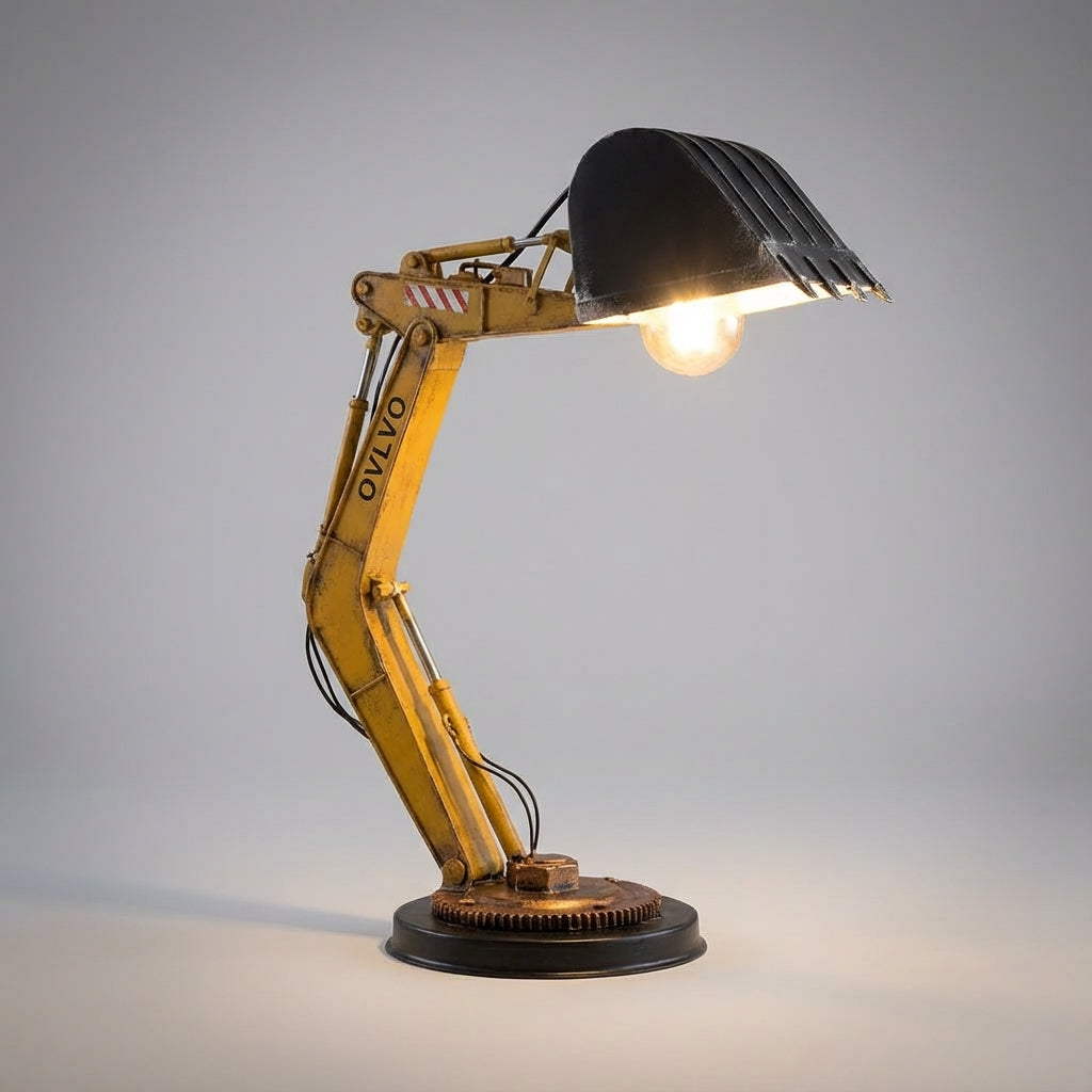 Charmante Bagger LED-Tischlampe als Nachtlicht, Schreibtischlampe oder coole Dekoration für Kinder & Erwachsene.