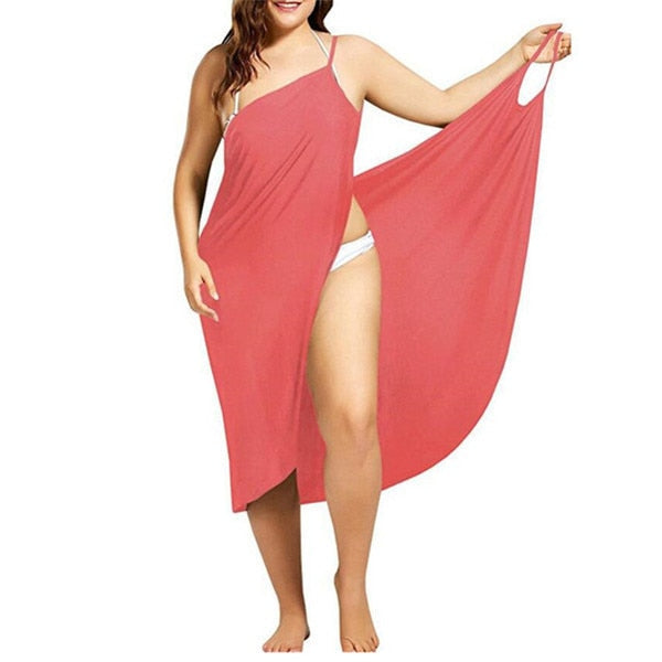 Chic Damen Wickelkleid Maxi Soleil, ärmellos & leicht. Vielseitiges Sommerkleid, Strand- und Poolkleid für Frauen.