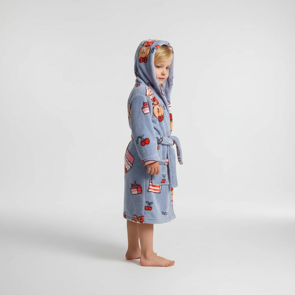 Komfortabler CozyWrap Morgenmantel für Kinder, Plüsch, perfekt für nach dem Bad.