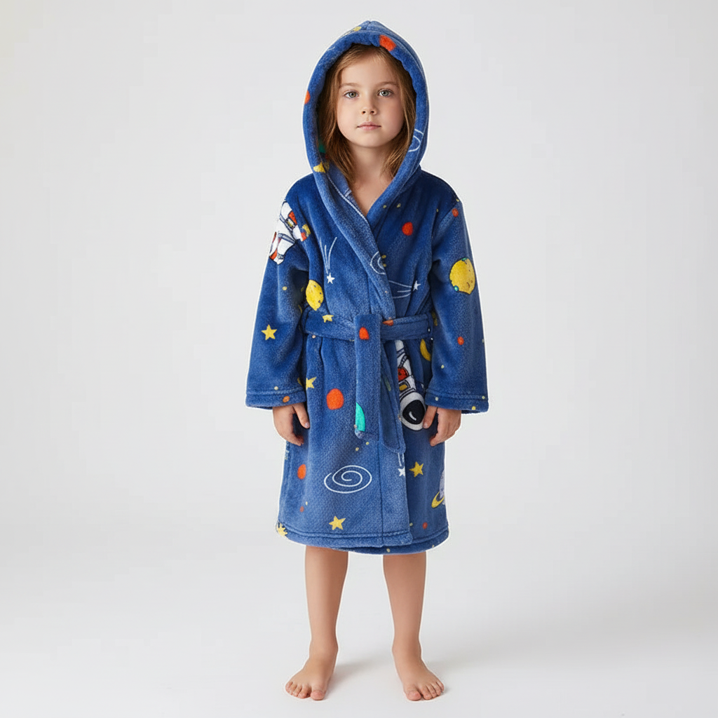 Warmer Plüsch-Bademantel CozyWrap für Kinder, ideal für Komfort und Wärme zu Hause.