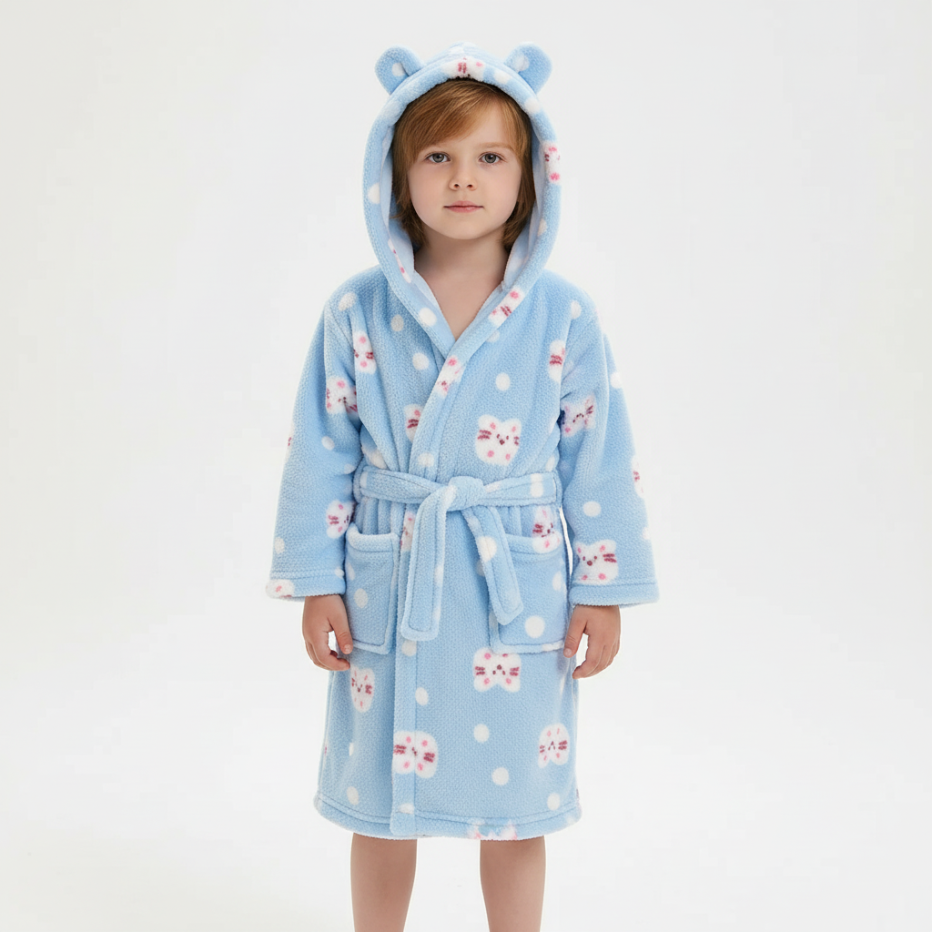 Plüschiger Bademantel CozyWrap für Kinder, hält warm und bietet Komfort im Zuhause.