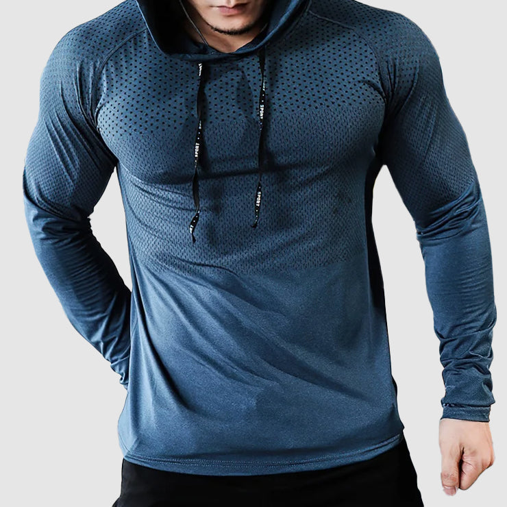 Herren Performance Gym Hoodie in Slim Fit. Schnelltrocknender Sport Kapuzenpullover für intensives Workout & Training.