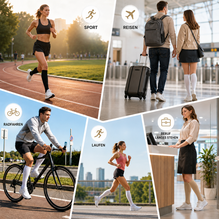 Ergonomische Stützstrümpfe für verbesserte Blutzirkulation & weniger müde Beine, unisex.