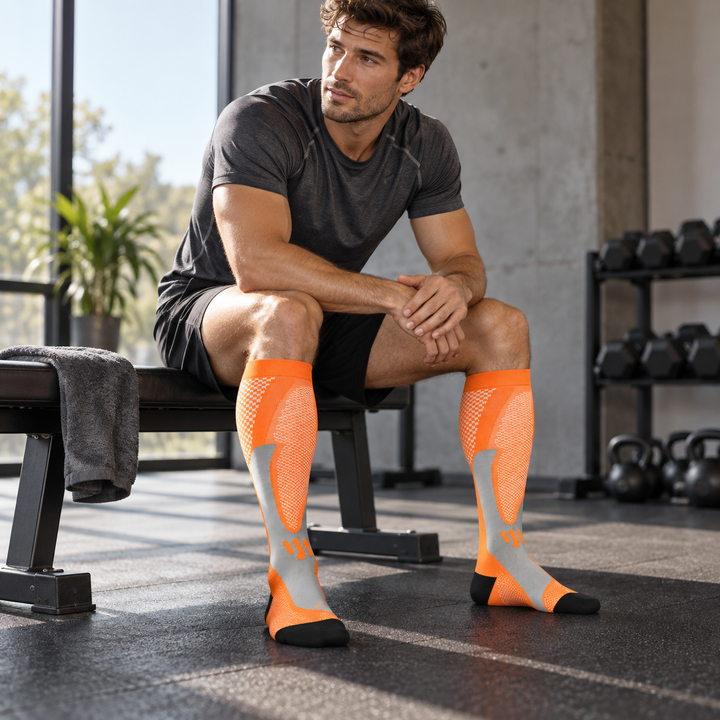 Stilvolle Kompressionssocken unisex, für aktive Unterstützung im Alltag und Sport.