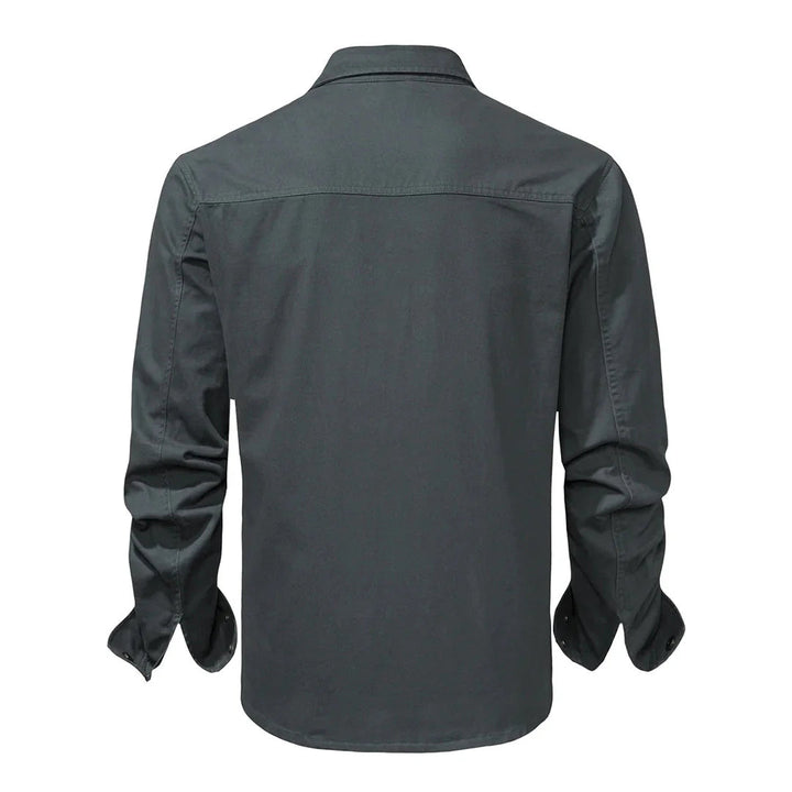 Graues Bürohemd für Herren, Business Casual, modernes Design und hoher Tragekomfort.