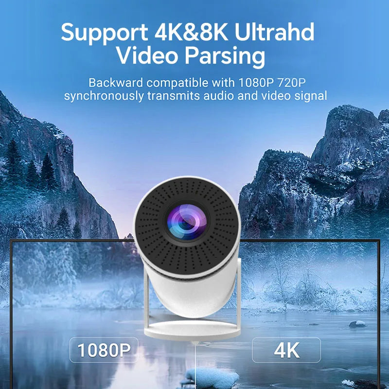 Eleganter VisionCast 130X tragbarer Projektor mit Android, WLAN & Bluetooth – perfekt für mobiles Heimkino.