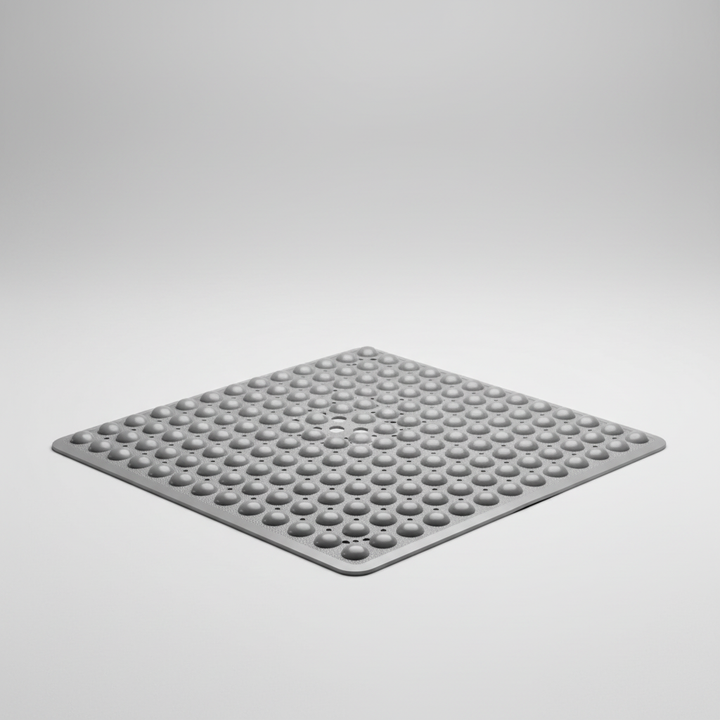 Moderne quadratische Anti-Rutsch Duschmatte GripSquare aus PVC, passt in jedes Badezimmer.
