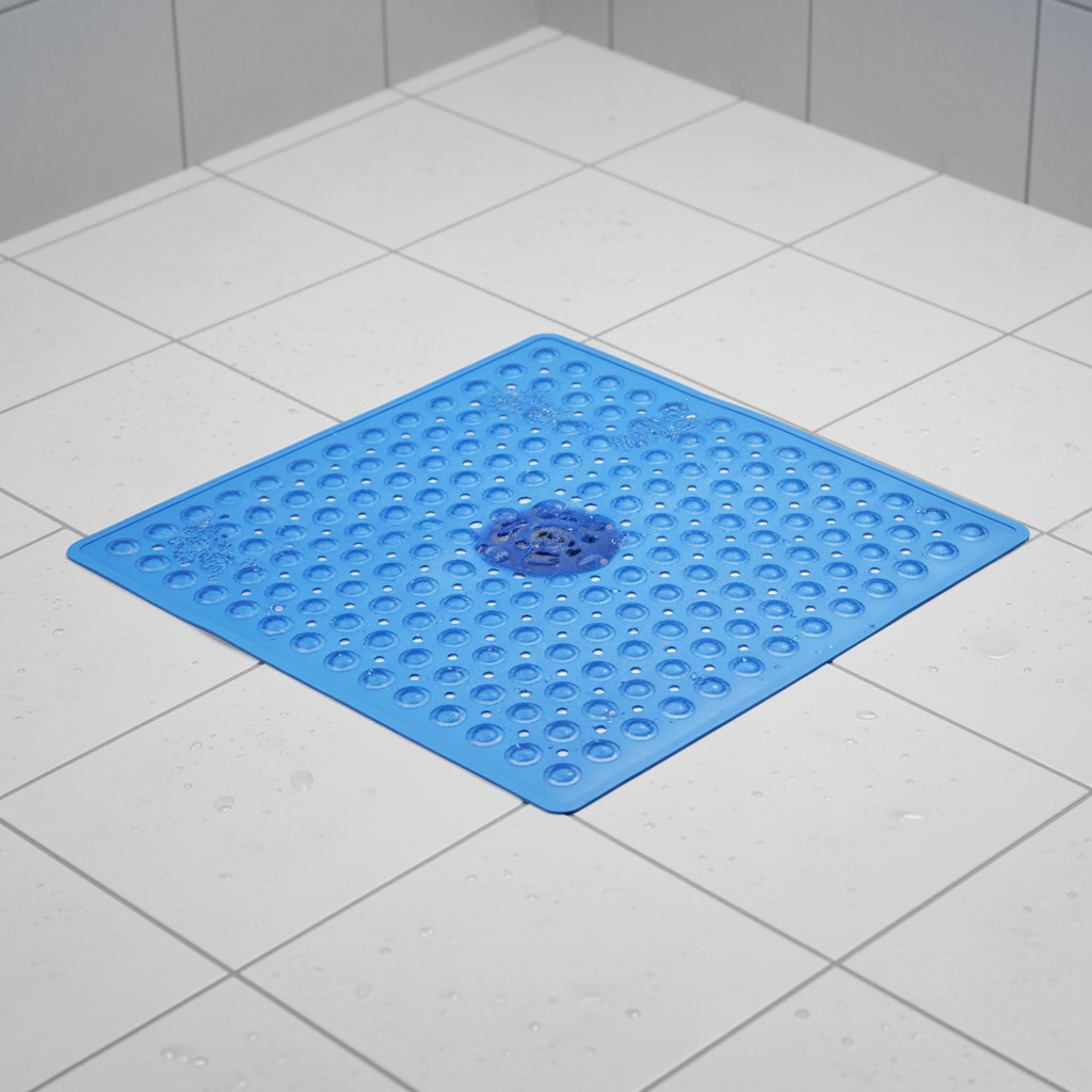 Rutschfeste quadratische PVC Duschmatte GripSquare für maximale Sicherheit im Badezimmer.