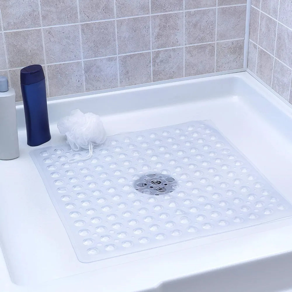 Sichere quadratische Duschmatte GripSquare aus PVC, bietet rutschfesten Komfort im Badezimmer.