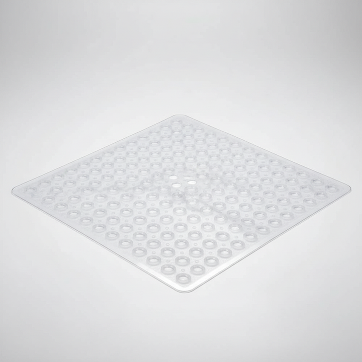 Verlässliche quadratische Duschmatte GripSquare, PVC, rutschfest für sichere Familienbäder.