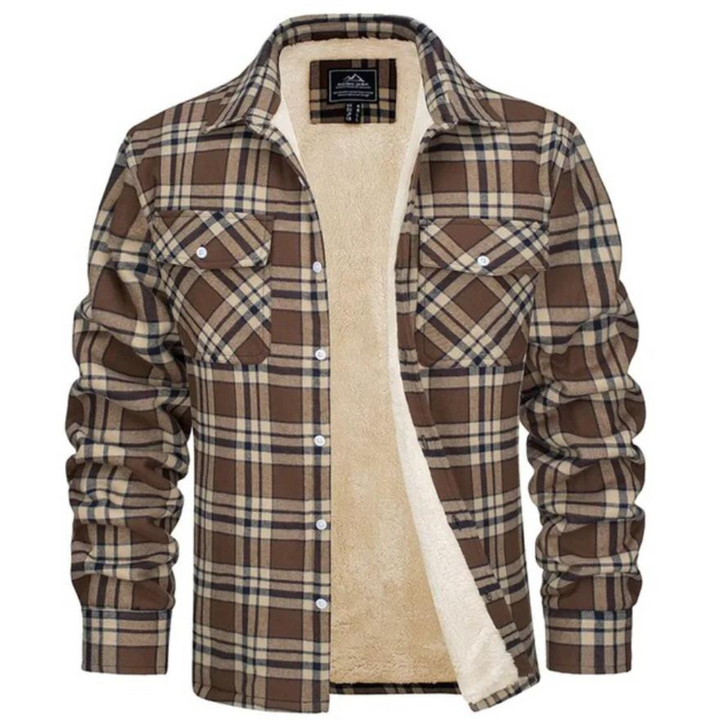 Modische unisex Jacke mit Karomuster und wärmendem Fleece-Futter. Eine gemütliche Übergangsjacke.