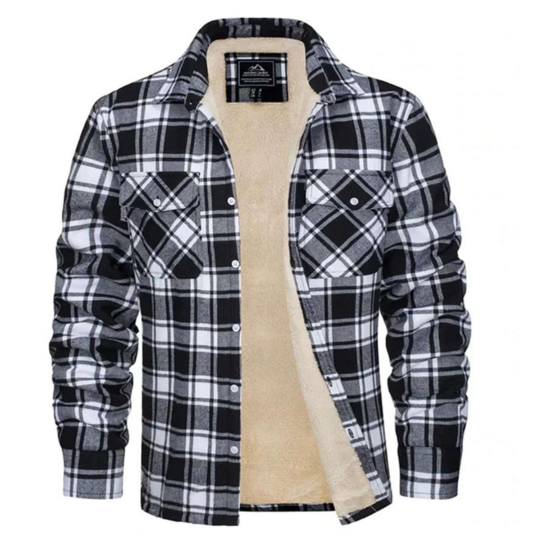 Karierte Unisex Freizeitjacke mit warmem Fleece. Ideal als Alltagsjacke oder für Outdoor-Aktivitäten.