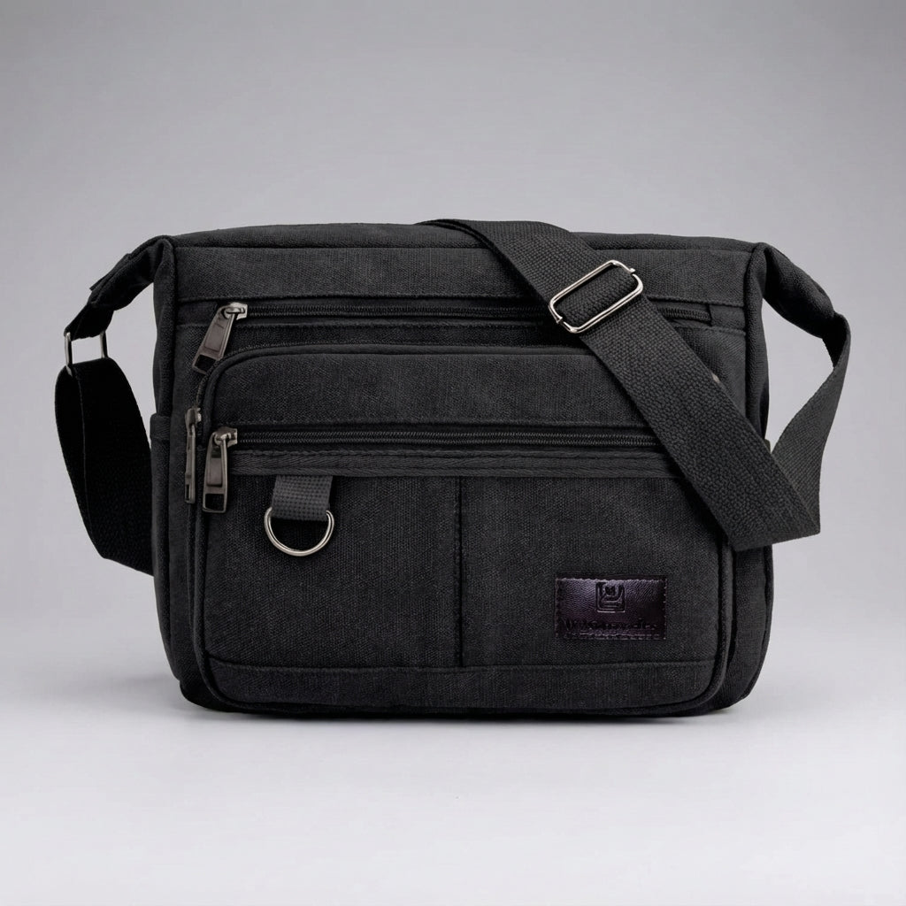Elegante RFID-Schultertasche aus Canvas für Herren & Damen, schützt Wertsachen.