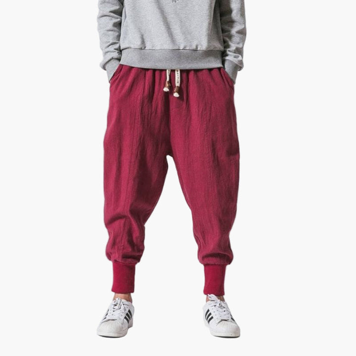 Vielseitige Haremshose für Herren: bequem für Sport, Freizeit und Streetwear Look.
