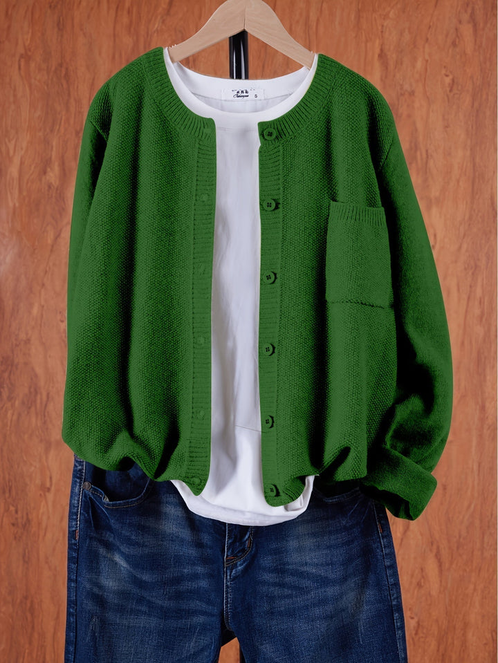 Weicher Damen Strick-Cardigan, locker geschnitten, ideal als bequeme Freizeitjacke.