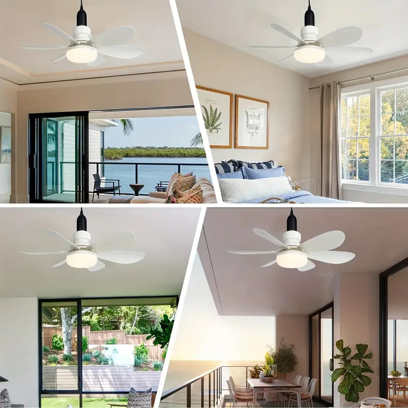 Elegante Deckenlampe mit integriertem Ventilator und energieeffizientem, dimmbarem LED-Licht.