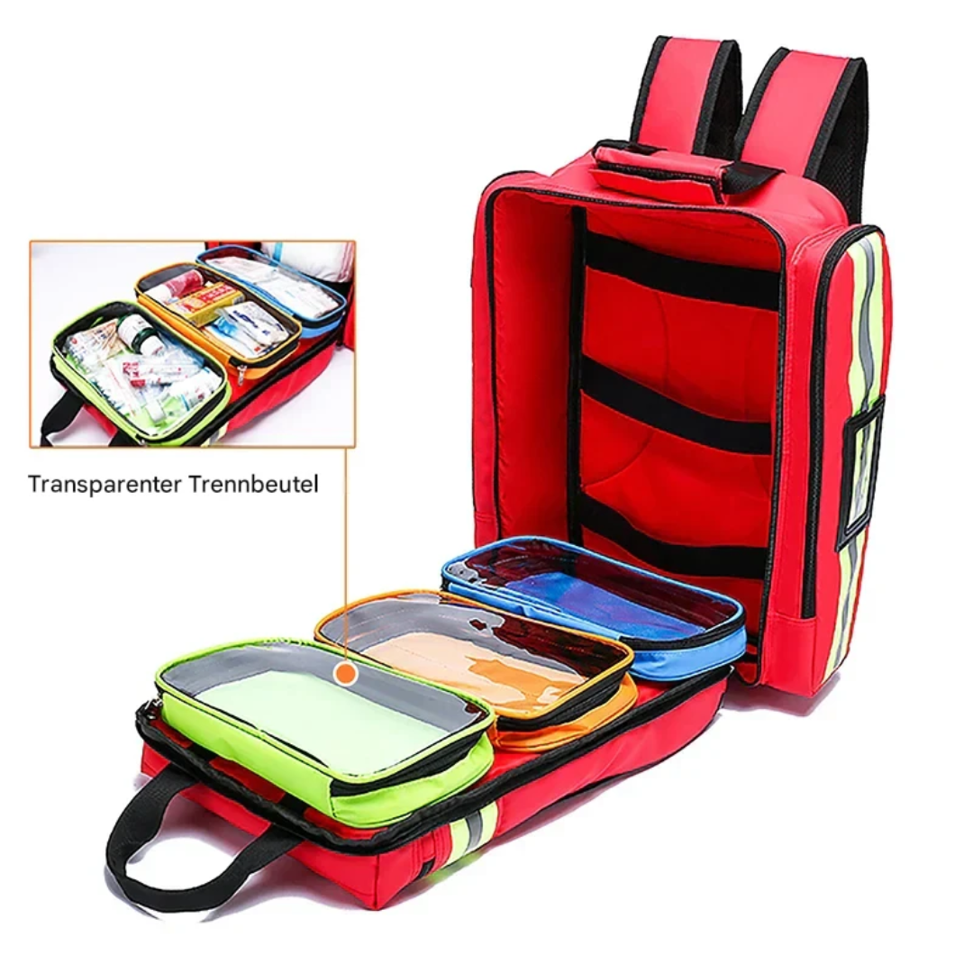 Unisex Rucksack im Einsatz beim Trekking, unerlässlich für Erste Hilfe, Notfälle & Survival. Dein Begleiter für Abenteuer.