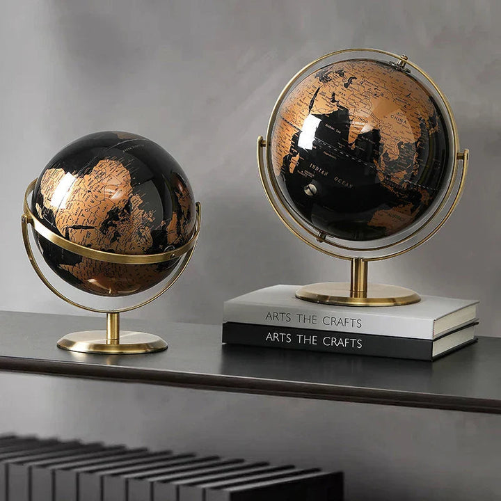 Pädagogischer Vintage Globus mit detaillierter Weltkarte zum Lernen & zur Wohnkultur-Verschönerung.