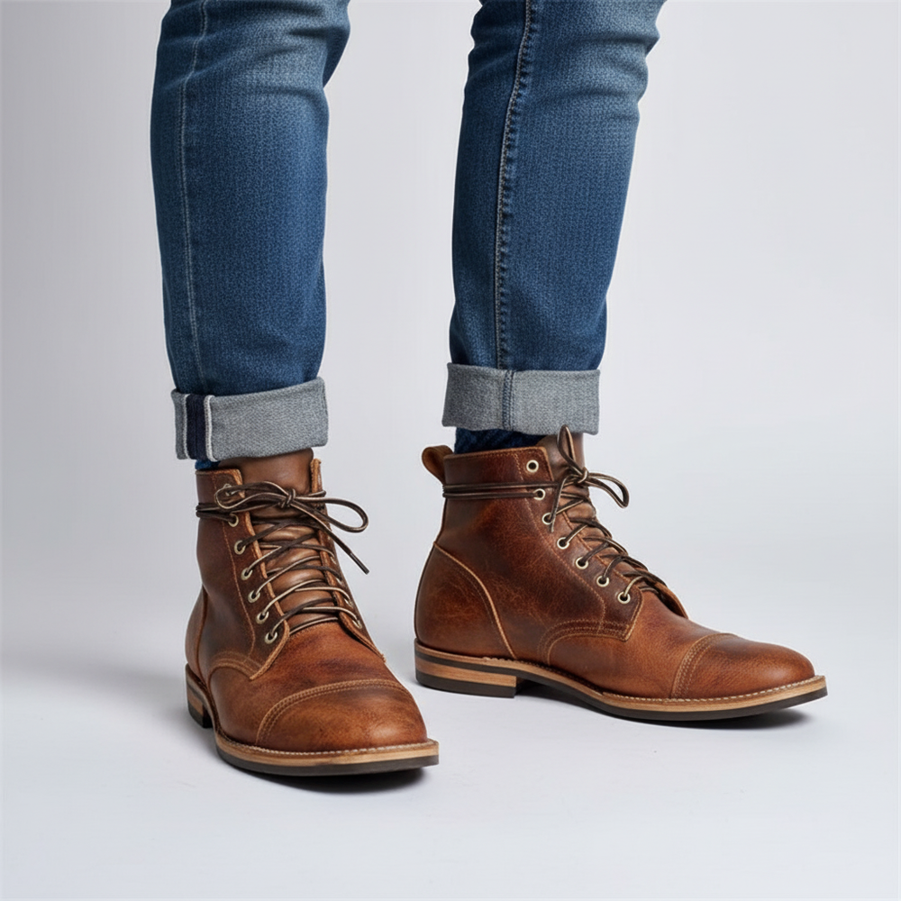 Rutschfeste, gefütterte Herren Retro-Stiefeletten Leonard für Komfort & Wärme an kalten Tagen. Alltagstaugliche Winterschuhe.