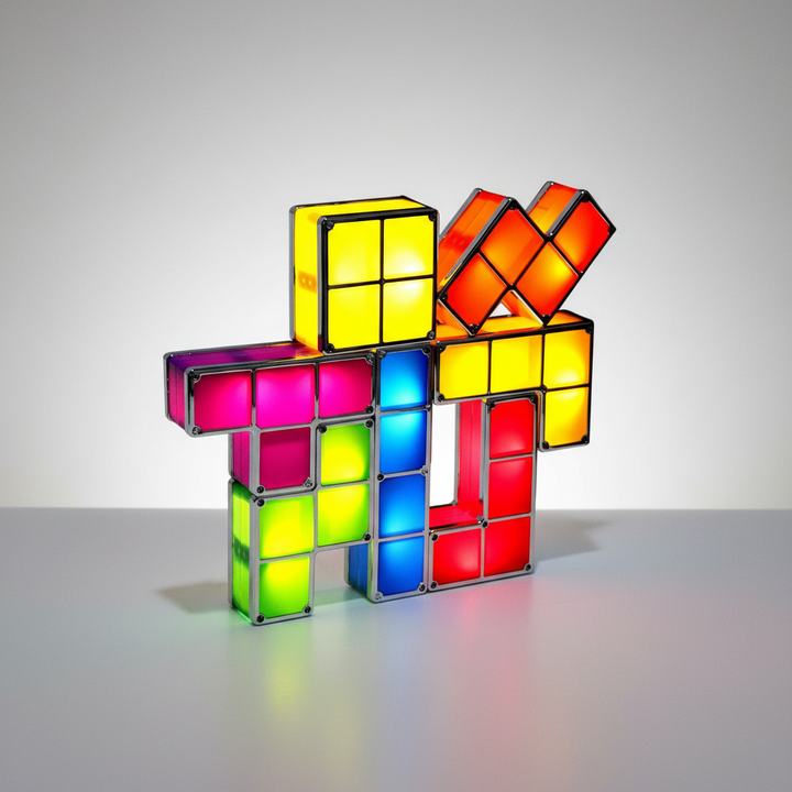 Vielseitige Retro Gaming Ambientebeleuchtung. LED Tischlampe PixelTower als modulares Interieur-Highlight.