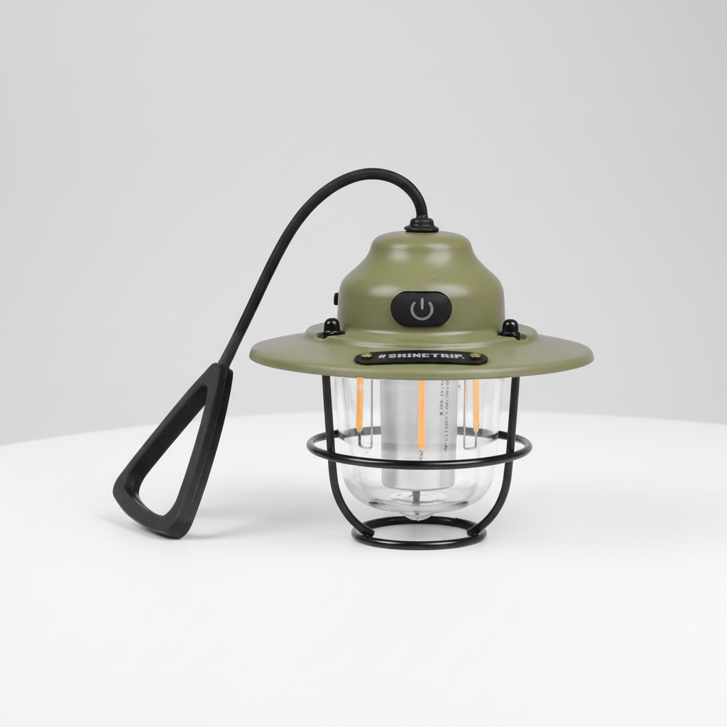 Moderne Retro LED Campinglaterne Campora, Akku-betrieben, ideal als Zelt- oder Notlampe.