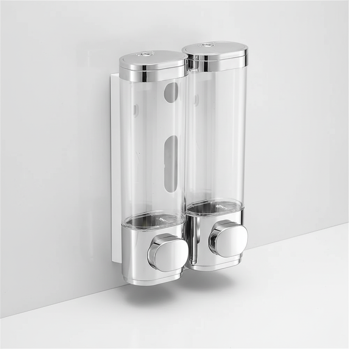 Stilvoller Retro Seifenspender aus Glas mit Wandhalterung. Perfekt für Flüssigseife im Vintage Badezimmer.