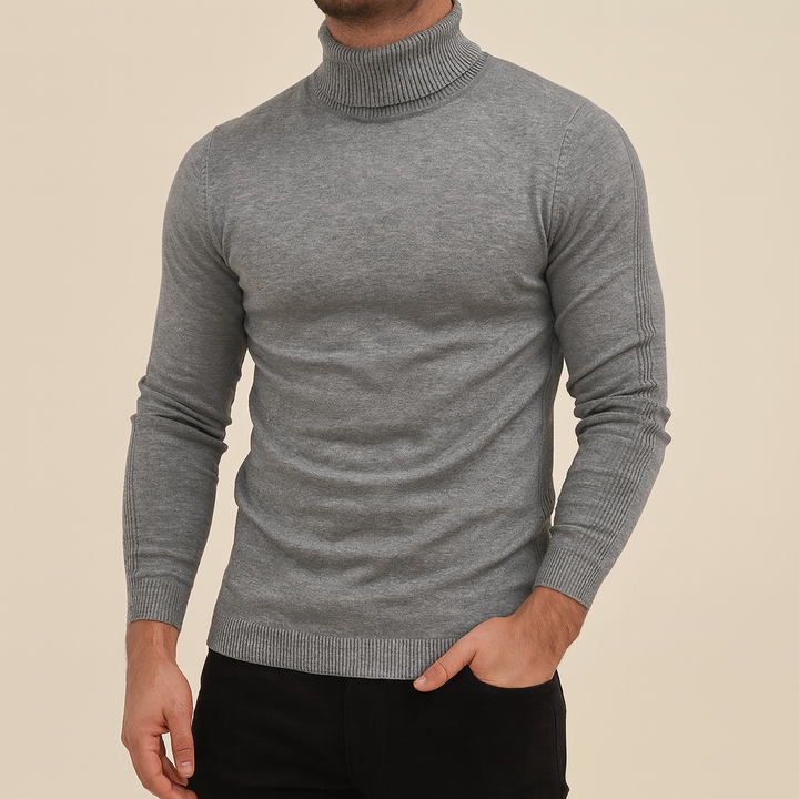 Herren Winter Rollkragenpullover Slim Fit aus Strick, warm & elegant, ideal für kalte Tage.