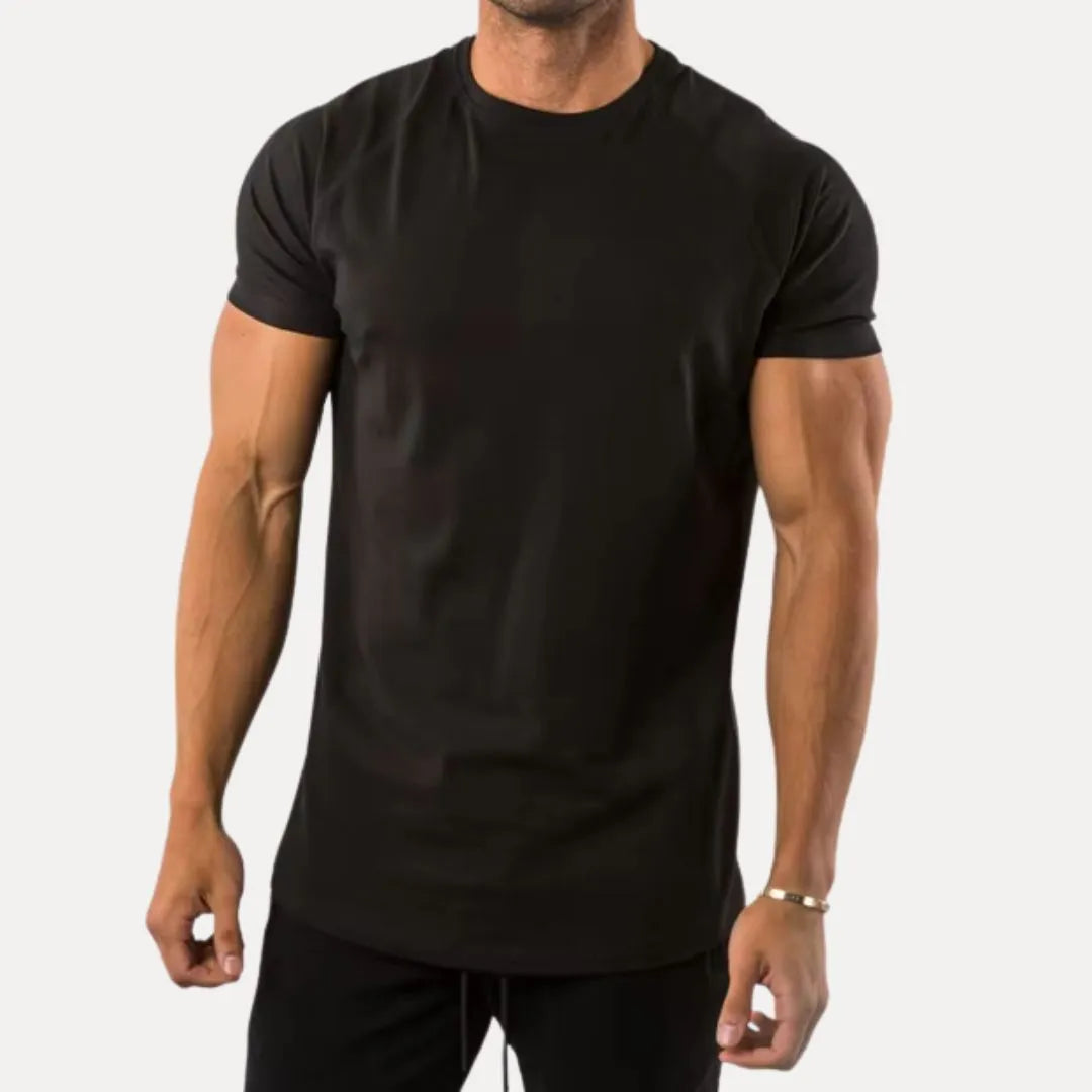 Herren Athletik T-Shirt aus Baumwolle, formbetont, minimalistisch, O-Neck, kurzärmlig für Sport & Freizeit.