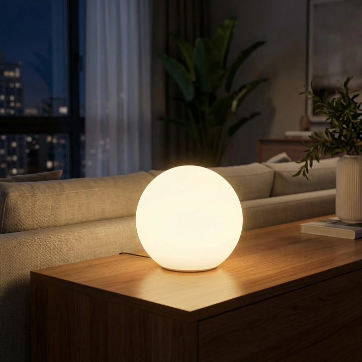 Moderne kabellose LED-Tischlampe mit Farbwechsel für stimmungsvolles Ambiente im Wohn- oder Schlafzimmer.