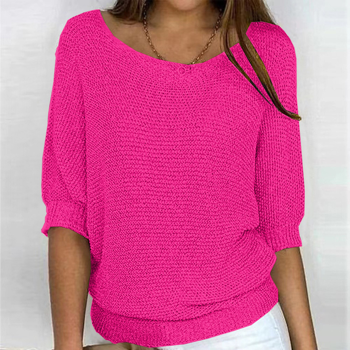 Eleganter Damen Pullover mit Kreuzmuster, vielseitig kombinierbar. Ideal für Casual Chic im Frühling und Herbst.