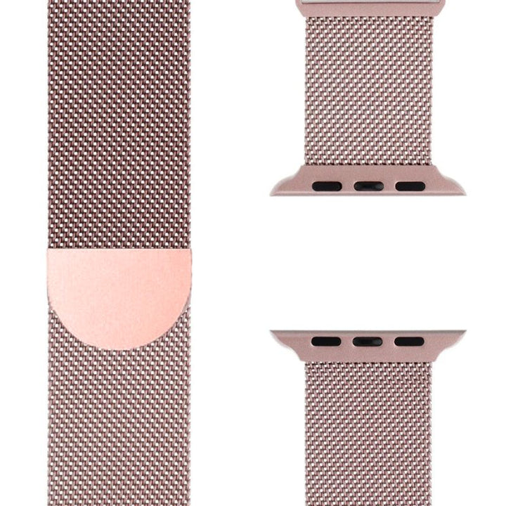 Schwarzes SteelFlex Milanaise Apple Watch Armband, strapazierfähig & kratzfest.