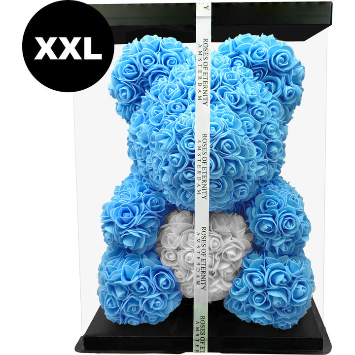 Einzigartiger, handgefertigter Rosenbär, gefertigt aus weichen Schaumstoffrosen, ideal als romantische Geschenkidee.