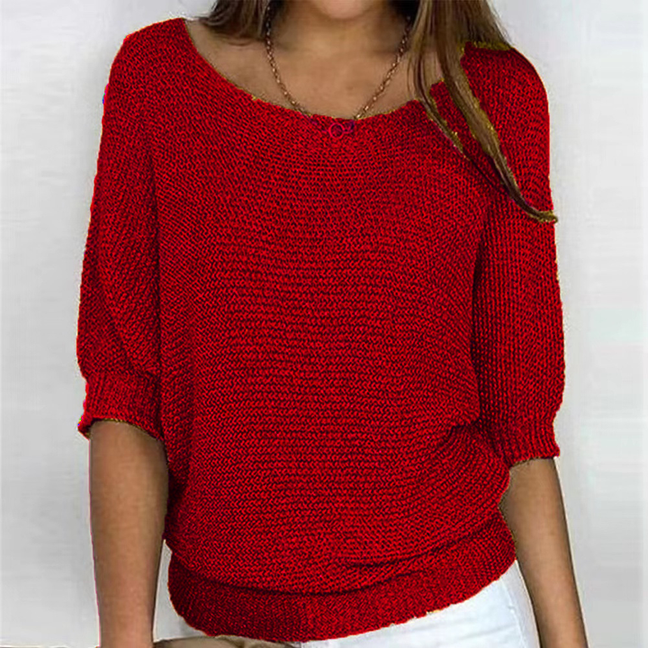 Vielseitiger Damen Pullover mit Kreuzmuster. Eleganter Langarm-Strick, passend für Casual Chic und Alltagsmode.