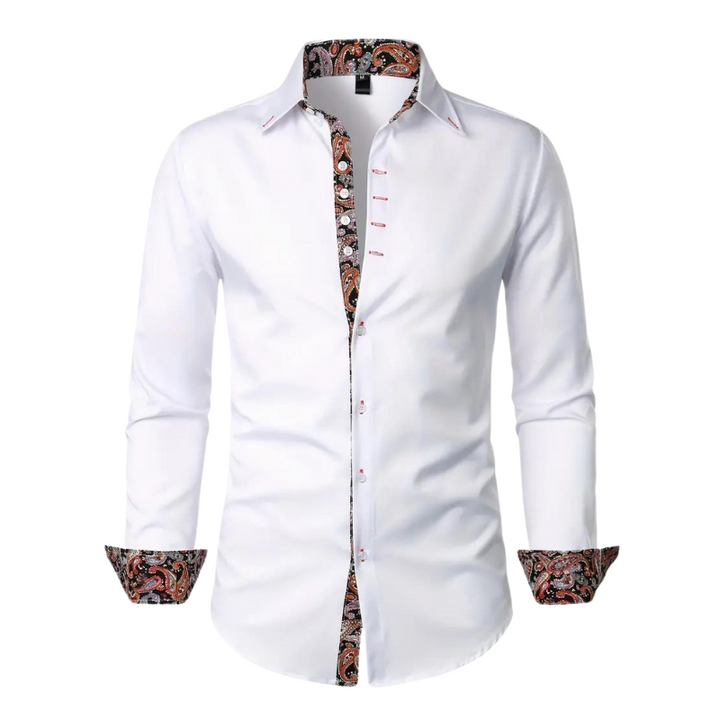 Elegantes Herrenhemd mit Paisley-Akzenten, modisches Langarmhemd für stilvolle Männer, ideal für Freizeit & Business.