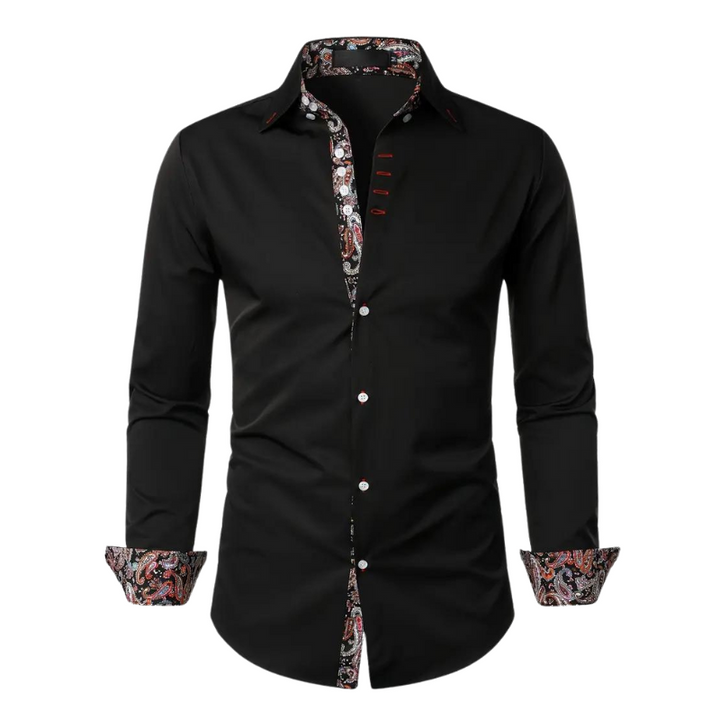 Freizeit Hemd für Herren: Bequemes, modisches Langarmhemd mit dezentem Paisley-Muster, perfekt für entspannte Anlässe.