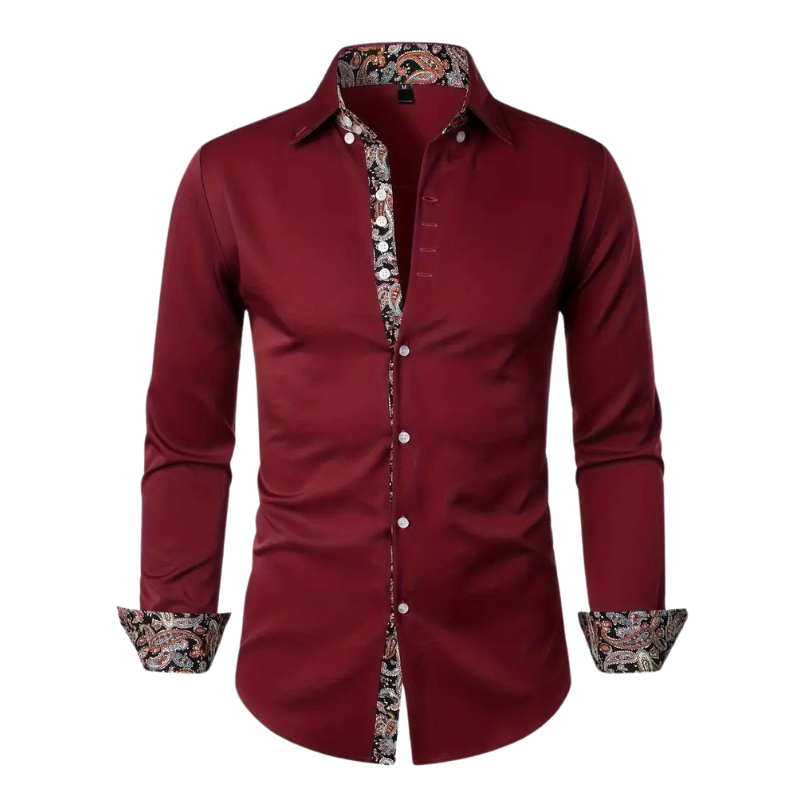 Elegantes Business Hemd für Herren: Stilvolles Langarmhemd mit Paisley-Akzenten, ideal für den anspruchsvollen Look.