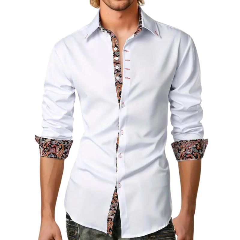 Modernes Herrenhemd mit Paisley-Print: Langarmhemd für Männer, das Eleganz und einen Hauch von Muster vereint.