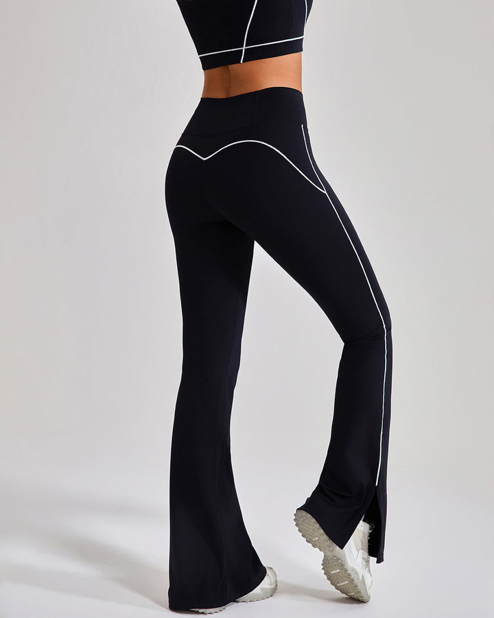 Stylische Flare Leggings für Damen mit hohem Bund, perfekt für Sport, Yoga und Athleisure-Looks.