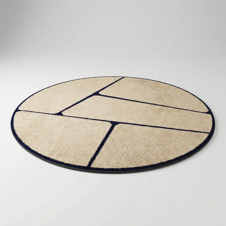 Runder Kurzflor-Teppich, ideal für Wohnzimmer & Schlafzimmer, waschbar & strapazierfähig.